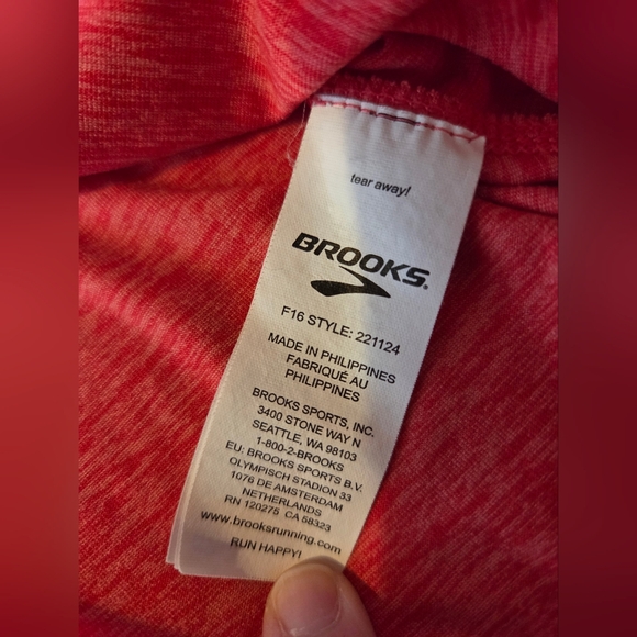 Brooks Long Sleeve Funnel Neck Hooded Shirt Coral women's Size Medium Preowned - Picture 7 of 13